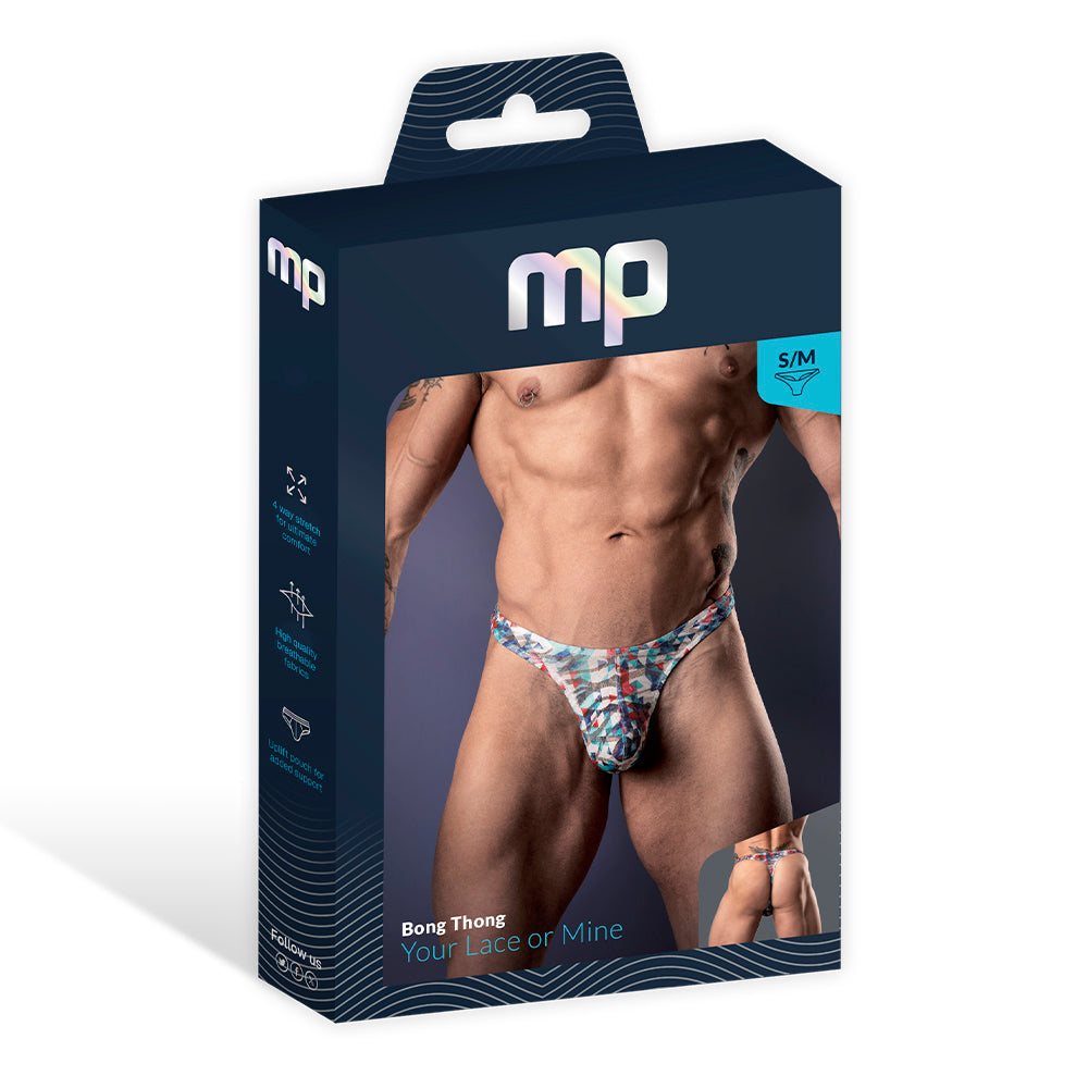 MALE POWER - YOUR LACE OR MINE BONG THONG GEOMETRIC