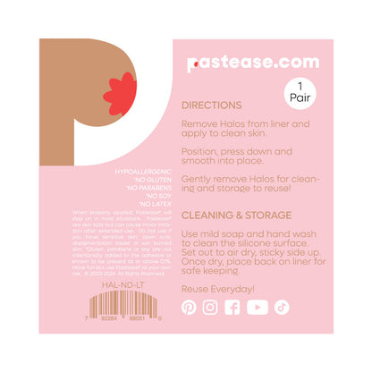 PASTEASE - HALOS REUSABLE STICKY ADHESIVE SILICONE NIPPLE COVER LIGHT LARGE D+ CUP