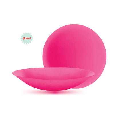 PASTEASE - HALOS REUSABLE STICKY ADHESIVE SILICONE NIPPLE COVER NEON PINK GLOW-IN-THE-DARK SMALL A-C CUP