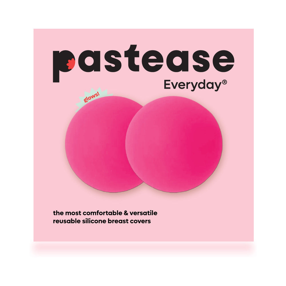 PASTEASE - HALOS REUSABLE STICKY ADHESIVE SILICONE NIPPLE COVER NEON PINK GLOW-IN-THE-DARK SMALL A-C CUP
