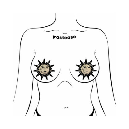 PASTEASE - SUNBURST: SUN & MOON FACES ON GOLD GLITTER SUN PASTIES