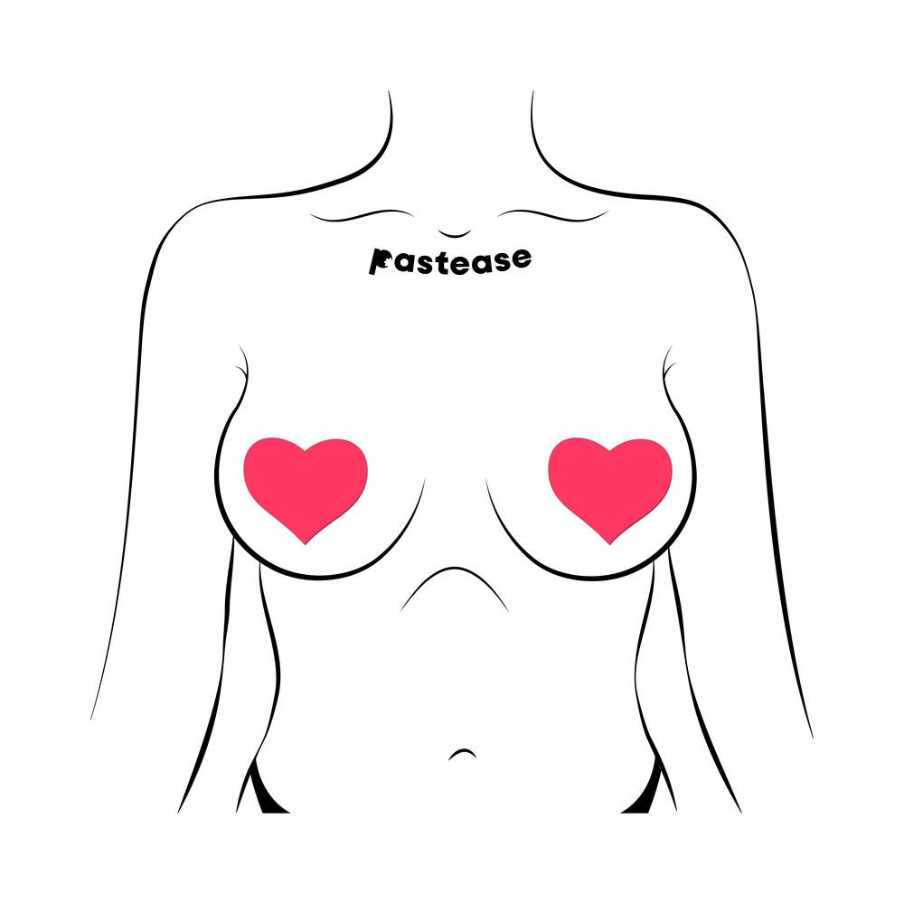 PASTEASE - LOVE: GLOW IN THE DARK NEON HEART PASTIES NIPPLE COVERS