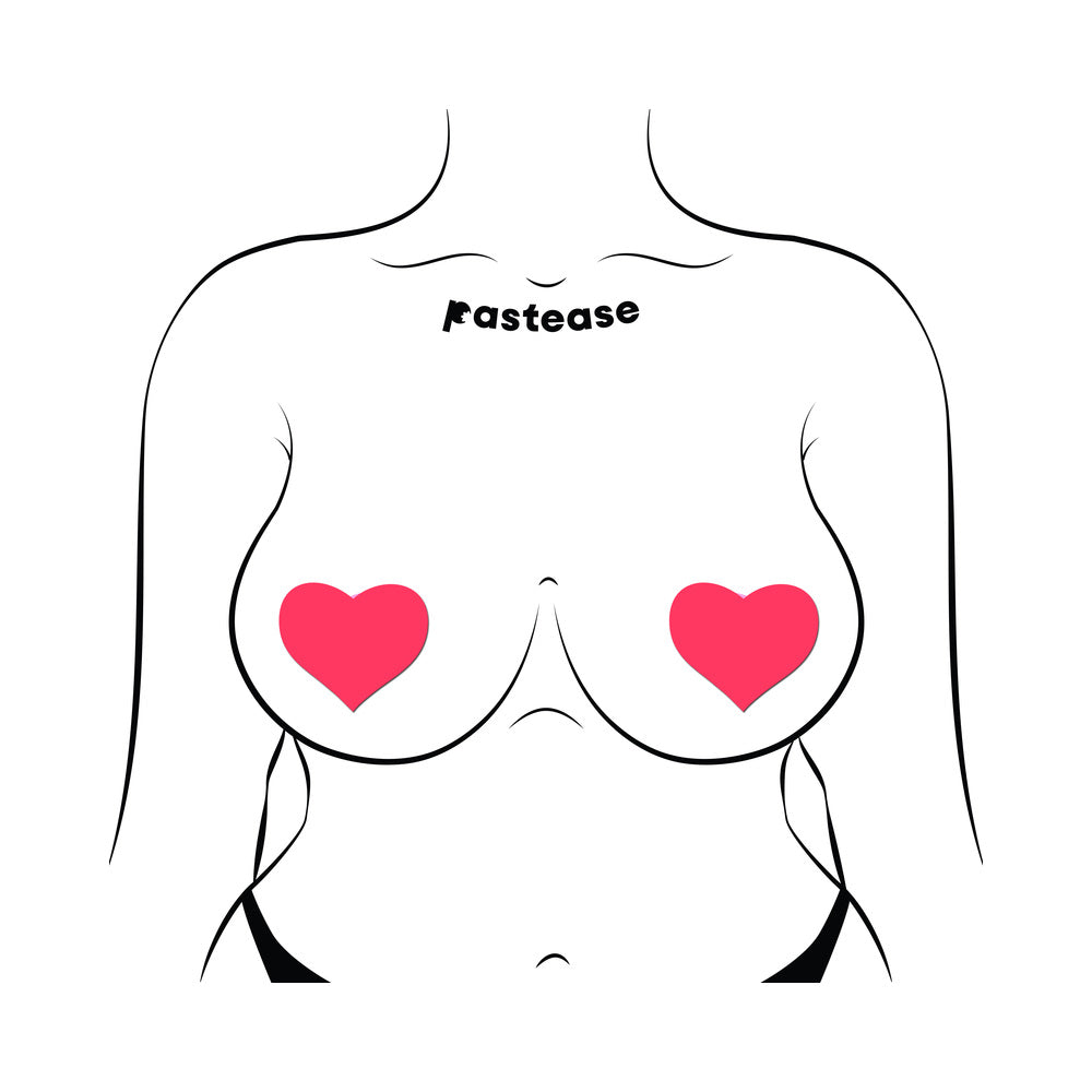 PASTEASE - LOVE: GLOW IN THE DARK NEON HEART PASTIES NIPPLE COVERS