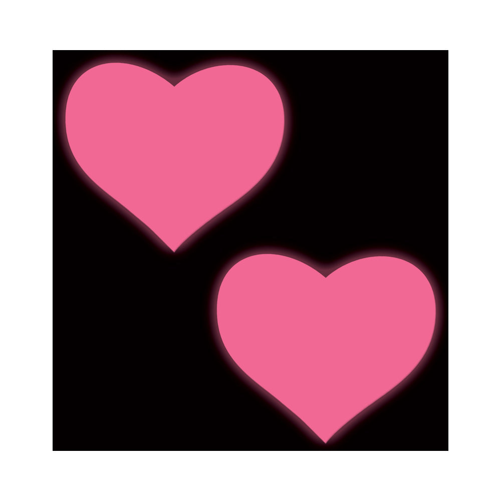 PASTEASE - LOVE: GLOW IN THE DARK NEON HEART PASTIES NIPPLE COVERS