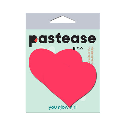 PASTEASE - LOVE: GLOW IN THE DARK NEON HEART PASTIES NIPPLE COVERS