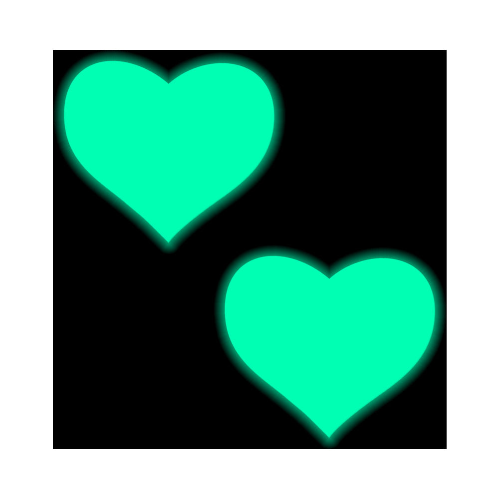 PASTEASE - LOVE: GLOW IN THE DARK NEON HEART PASTIES NIPPLE COVERS
