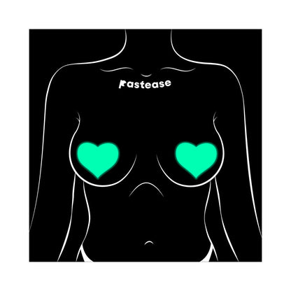 PASTEASE - LOVE: GLOW IN THE DARK NEON HEART PASTIES NIPPLE COVERS