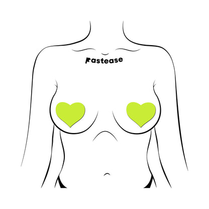 PASTEASE - LOVE: GLOW IN THE DARK NEON HEART PASTIES NIPPLE COVERS