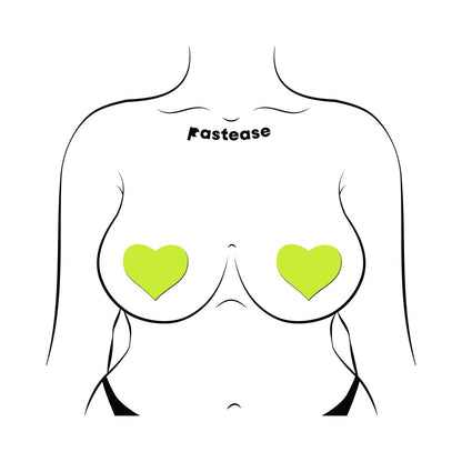 PASTEASE - LOVE: GLOW IN THE DARK NEON HEART PASTIES NIPPLE COVERS