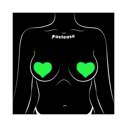 PASTEASE - LOVE: GLOW IN THE DARK NEON HEART PASTIES NIPPLE COVERS