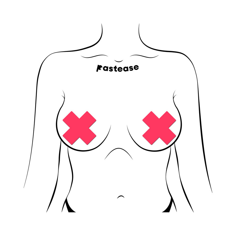 PASTEASE - X: GLOW IN THE DARK NEON CROSS PASTIES NIPPLE COVERS