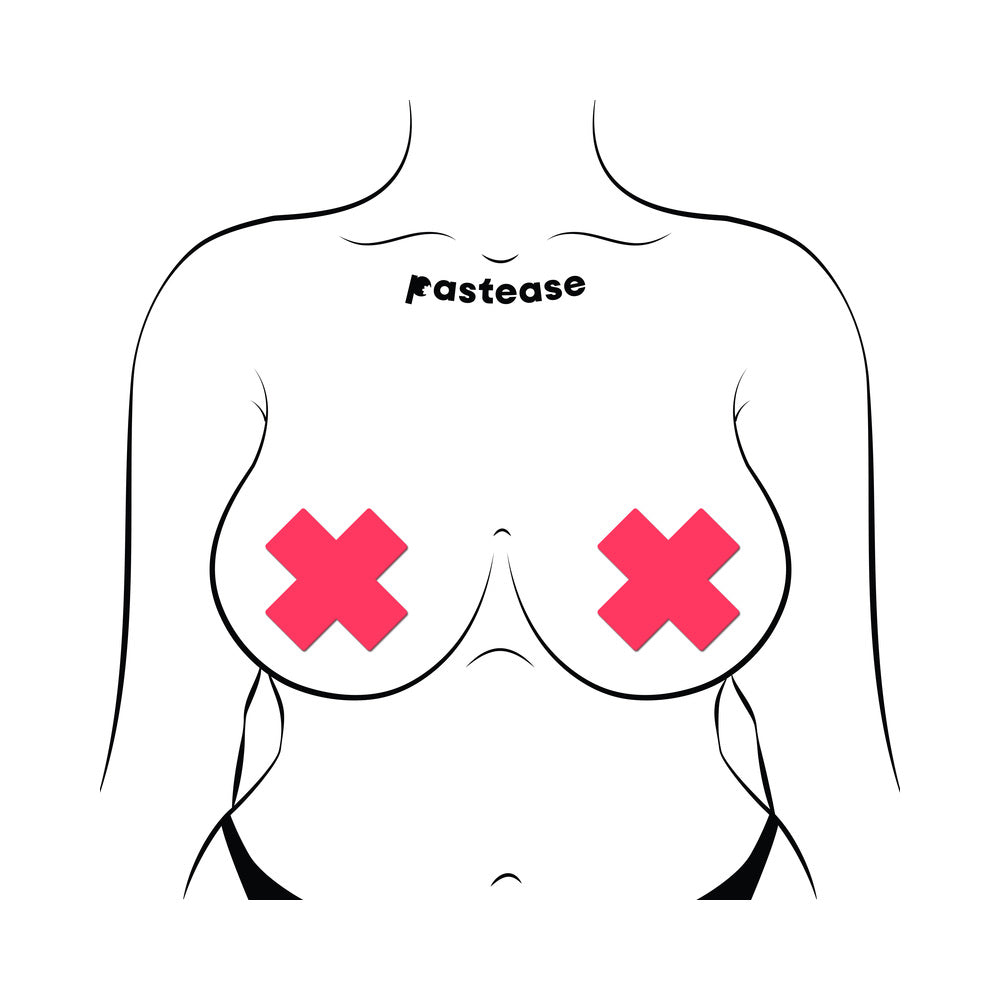 PASTEASE - X: GLOW IN THE DARK NEON CROSS PASTIES NIPPLE COVERS