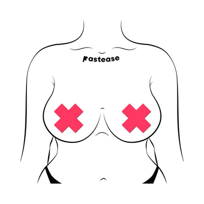 PASTEASE - X: GLOW IN THE DARK NEON CROSS PASTIES NIPPLE COVERS