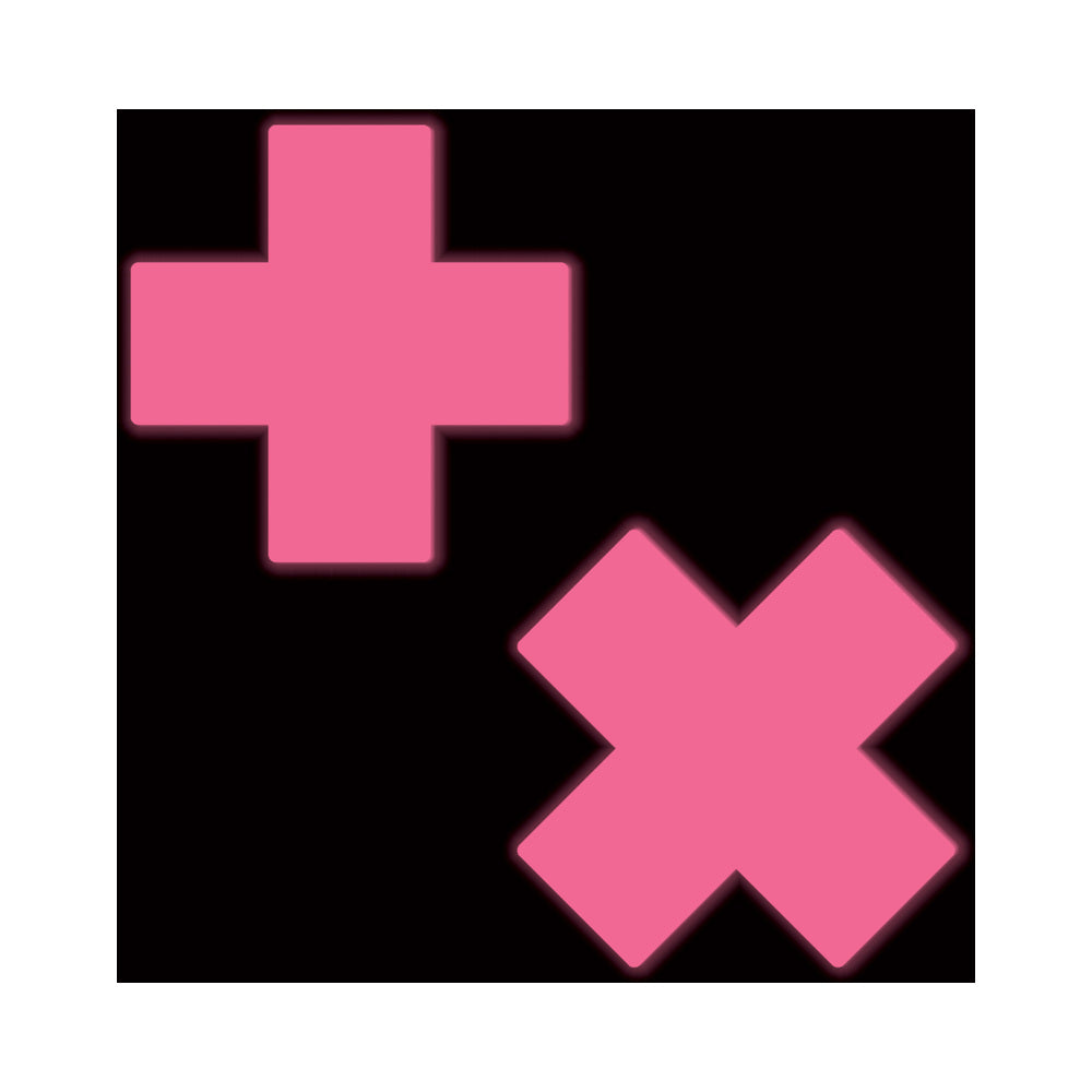 PASTEASE - X: GLOW IN THE DARK NEON CROSS PASTIES NIPPLE COVERS
