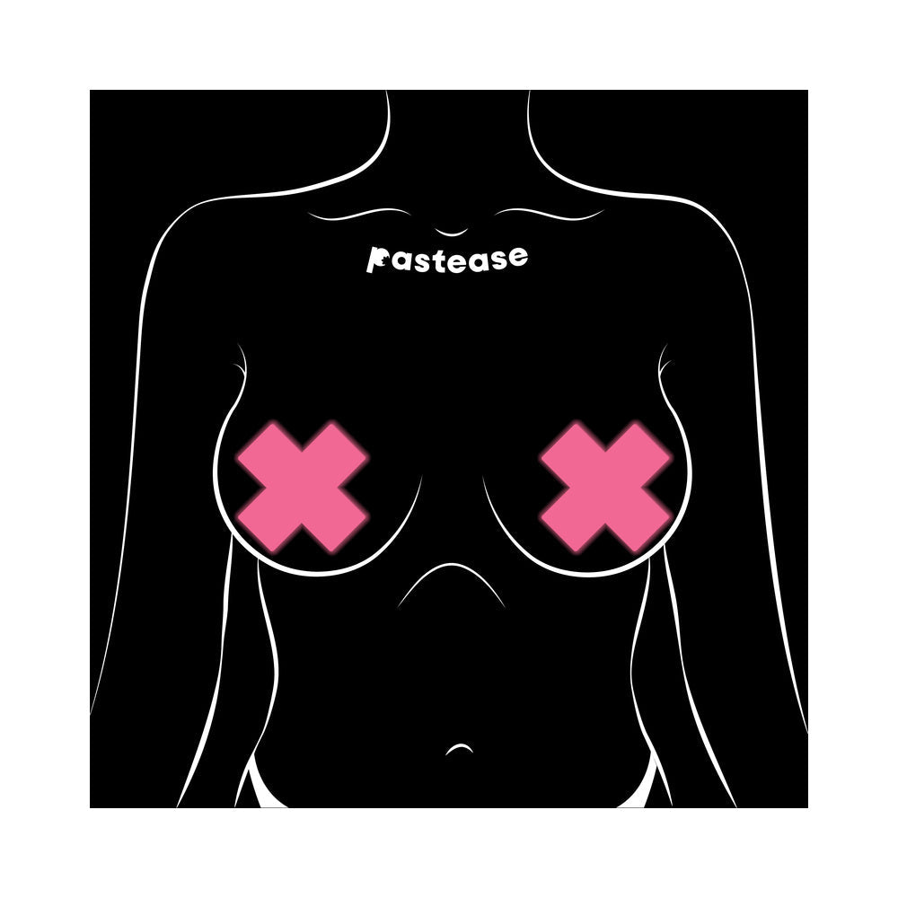 PASTEASE - X: GLOW IN THE DARK NEON CROSS PASTIES NIPPLE COVERS