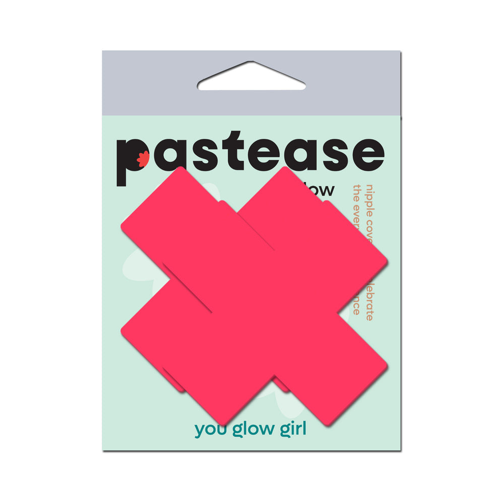 PASTEASE - X: GLOW IN THE DARK NEON CROSS PASTIES NIPPLE COVERS