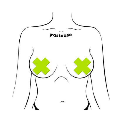 PASTEASE - X: GLOW IN THE DARK NEON CROSS PASTIES NIPPLE COVERS