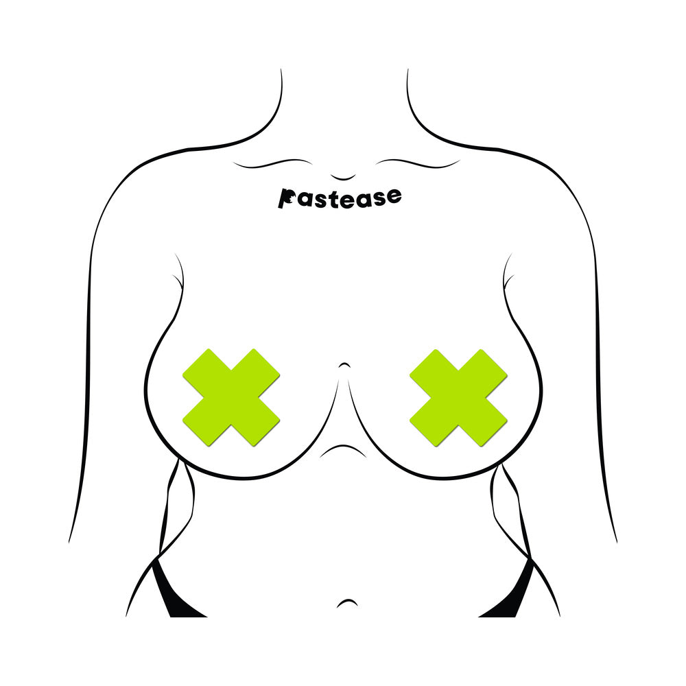 PASTEASE - X: GLOW IN THE DARK NEON CROSS PASTIES NIPPLE COVERS