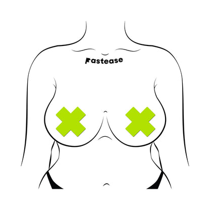 PASTEASE - X: GLOW IN THE DARK NEON CROSS PASTIES NIPPLE COVERS