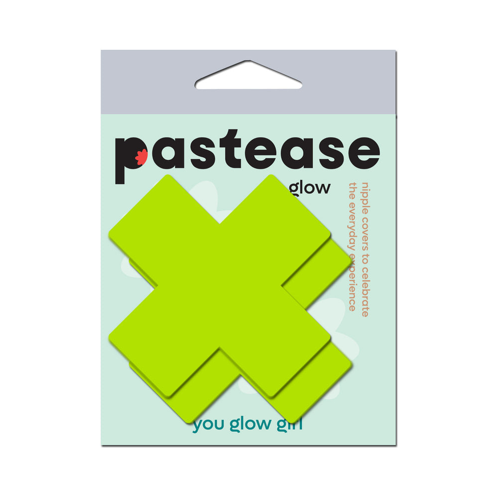 PASTEASE - X: GLOW IN THE DARK NEON CROSS PASTIES NIPPLE COVERS