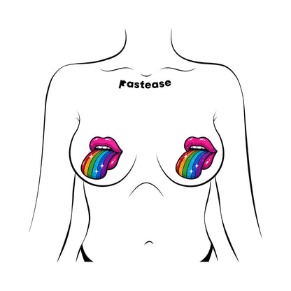 PASTEASE - TASTE THE RAINBOW SPARKLING TONGUE OUT BREAST COVERS