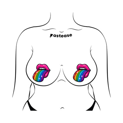 PASTEASE - TASTE THE RAINBOW SPARKLING TONGUE OUT BREAST COVERS