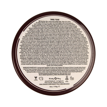 EARTHLY BODY - VELA DE MASSAGEM 3 EM 1 DE SEMENTES DE CÂNHAMO TINSEL TEASE 6 OZ.