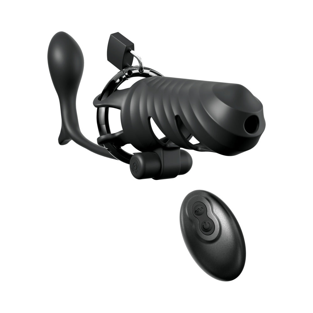 PIPEDREAM - FANTASY C-RINGZ REMOTE-CONTROLLED VIBRATING COCK BLOCKER WITH ASS-GASM PLUG BLACK