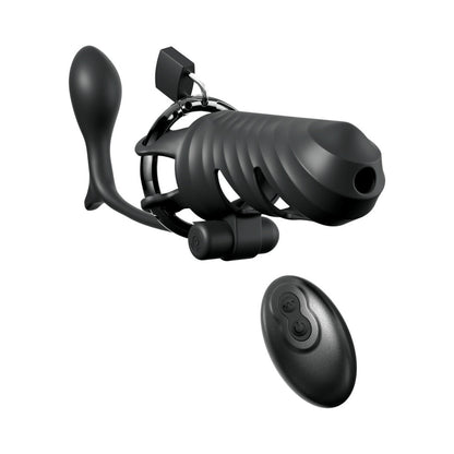 PIPEDREAM - FANTASY C-RINGZ REMOTE-CONTROLLED VIBRATING COCK BLOCKER WITH ASS-GASM PLUG BLACK