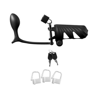 PIPEDREAM - FANTASY C-RINGZ REMOTE-CONTROLLED VIBRATING COCK BLOCKER WITH ASS-GASM PLUG BLACK