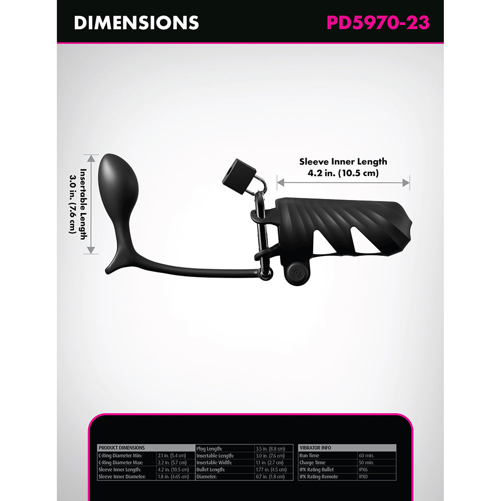 PIPEDREAM - FANTASY C-RINGZ REMOTE-CONTROLLED VIBRATING COCK BLOCKER WITH ASS-GASM PLUG BLACK