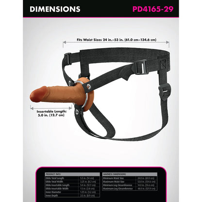 PIPEDREAM - FANTASY X-TENSIONS ELITE SILICONE HOLLOW STRAP-ON DUAL DENSITY 5 IN. BROWN