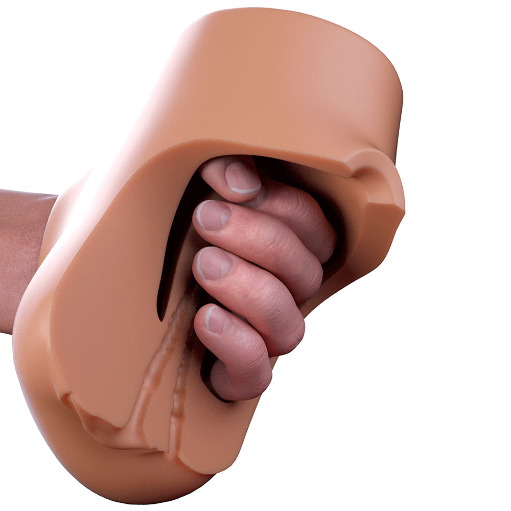 PDX BRANDS - PDX PLUS DOUBLE POUNDER VIBRATING SQUEEZE STROKER BROWN