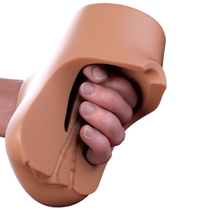 PDX BRANDS - PDX PLUS DOUBLE POUNDER VIBRATING SQUEEZE STROKER BROWN