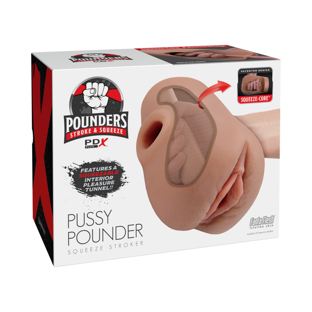 PDX BRANDS - PDX PLUS PUSSY POUNDER SQUEEZE STROKER CASTANHO