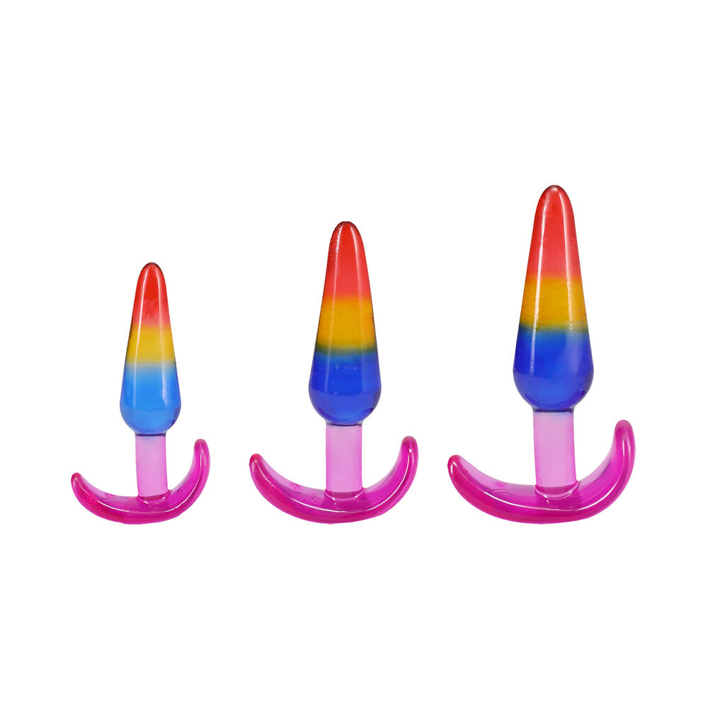 DOC JOHNSON - CRYSTAL JELLIES ANAL TRAINER SET S/M/L RAINBOW