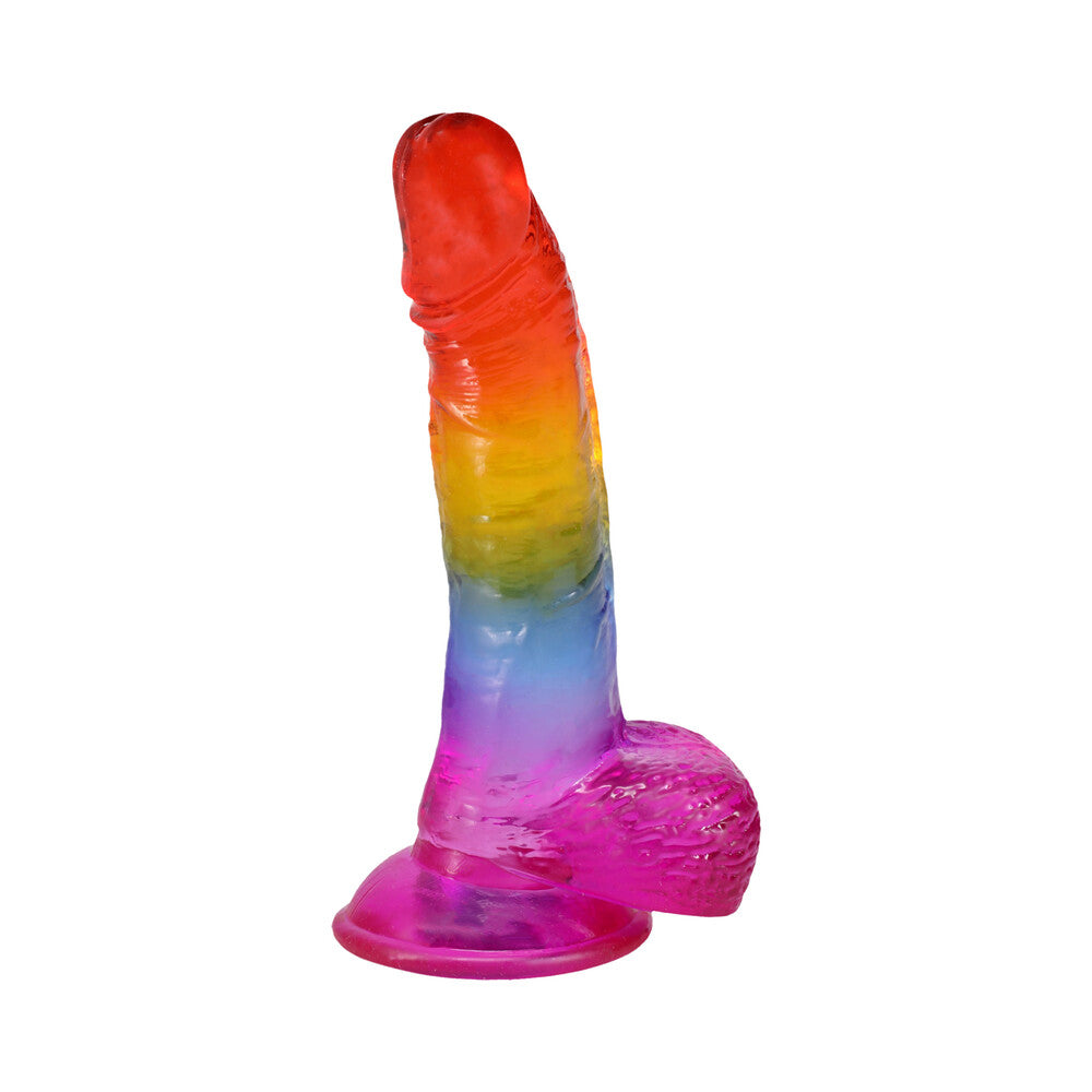 DOC JOHNSON - CRYSTAL JELLIES 8.5 IN. REALISTIC COCK WITH BALLS RAINBOW