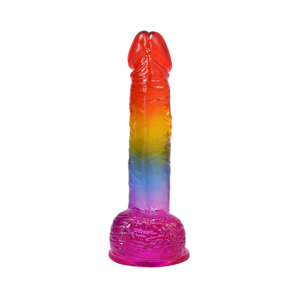 DOC JOHNSON - CRYSTAL JELLIES 8.5 IN. REALISTIC COCK WITH BALLS RAINBOW