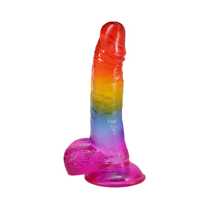 DOC JOHNSON - CRYSTAL JELLIES 8.5 IN. REALISTIC COCK WITH BALLS RAINBOW