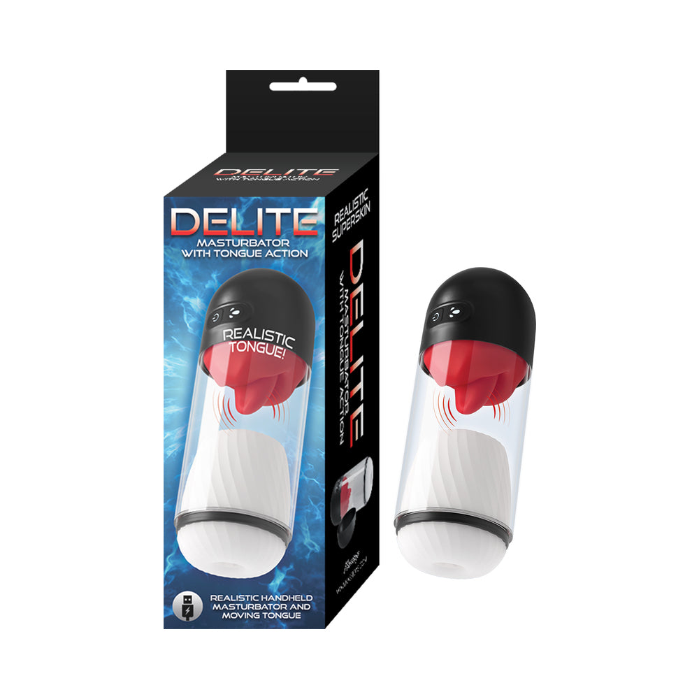NASSTOYS - DELITE MASTURBATOR WITH TONGUE ACTION WHITE