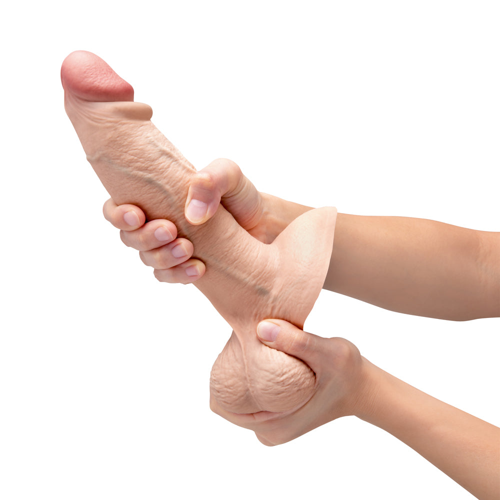 B-VIBE - SLIPSKIN REALISTIC SILICONE DILDO 8 IN. GIRTHY