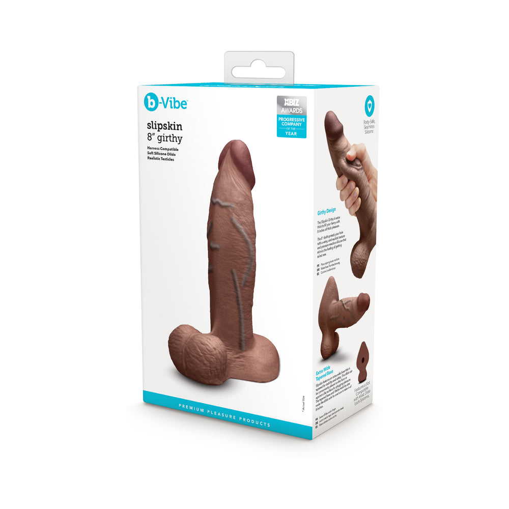B-VIBE - SLIPSKIN REALISTIC SILICONE DILDO 8 IN. GIRTHY