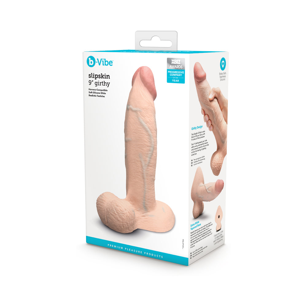 B-VIBE - SLIPSKIN REALISTIC SILICONE DILDO 9 IN. GIRTHY