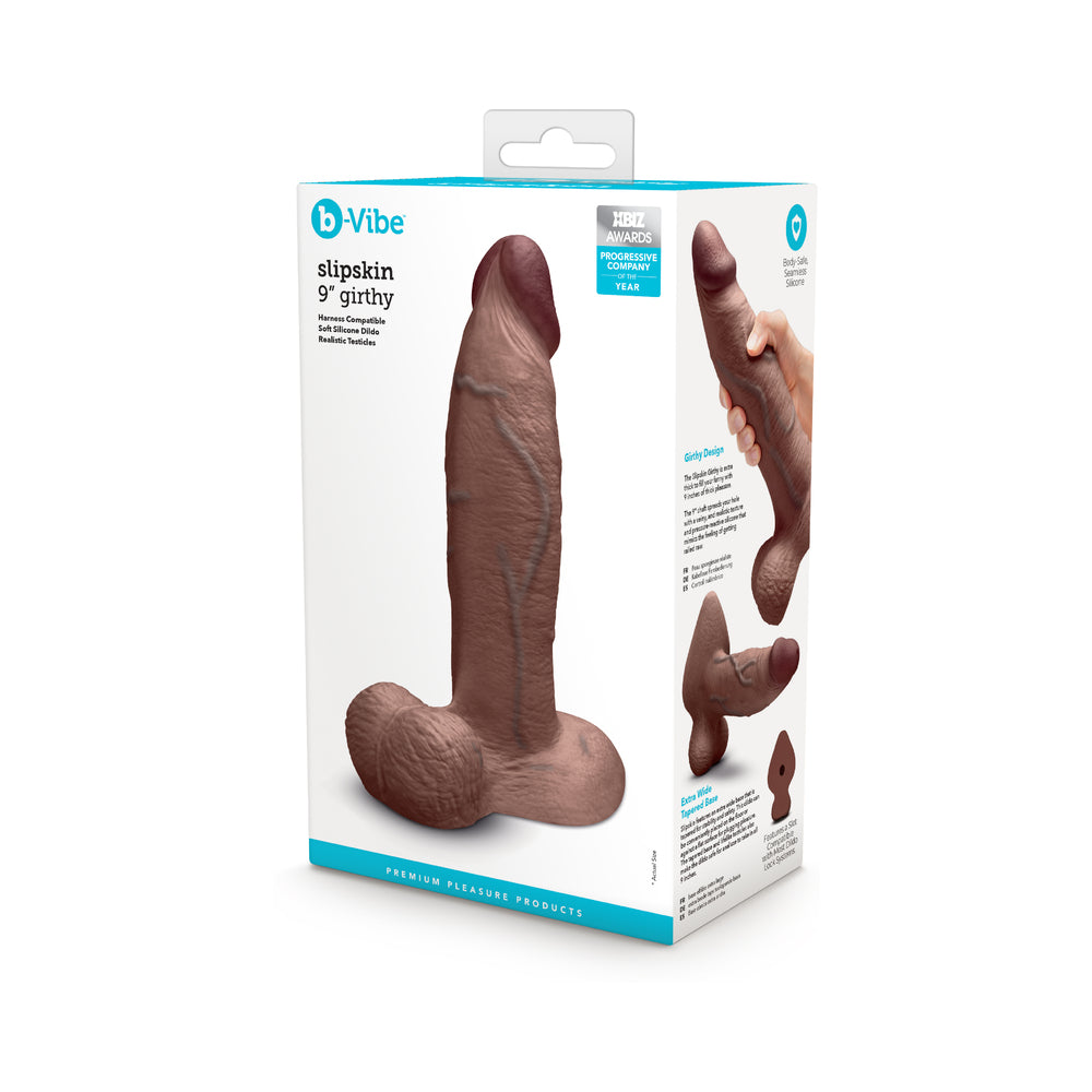 B-VIBE - SLIPSKIN REALISTIC SILICONE DILDO 9 IN. GIRTHY