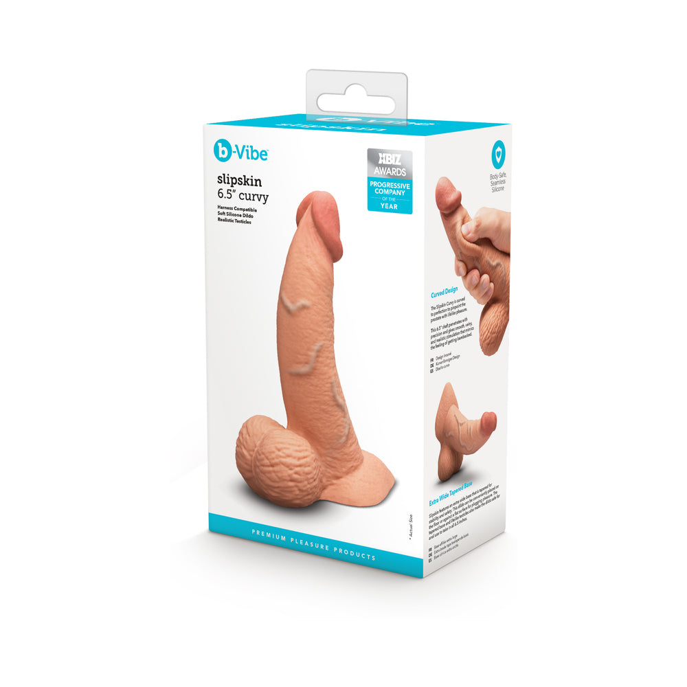 B-VIBE - SLIPSKIN REALISTIC SILICONE DILDO 6.5 IN. CURVED
