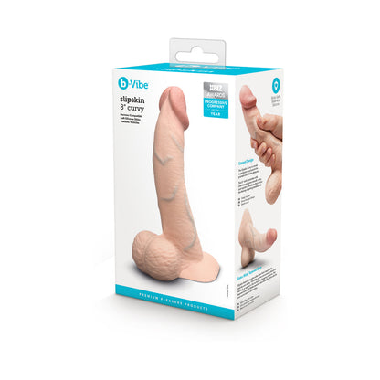 B-VIBE - SLIPSKIN REALISTIC SILICONE DILDO 8 IN. CURVED