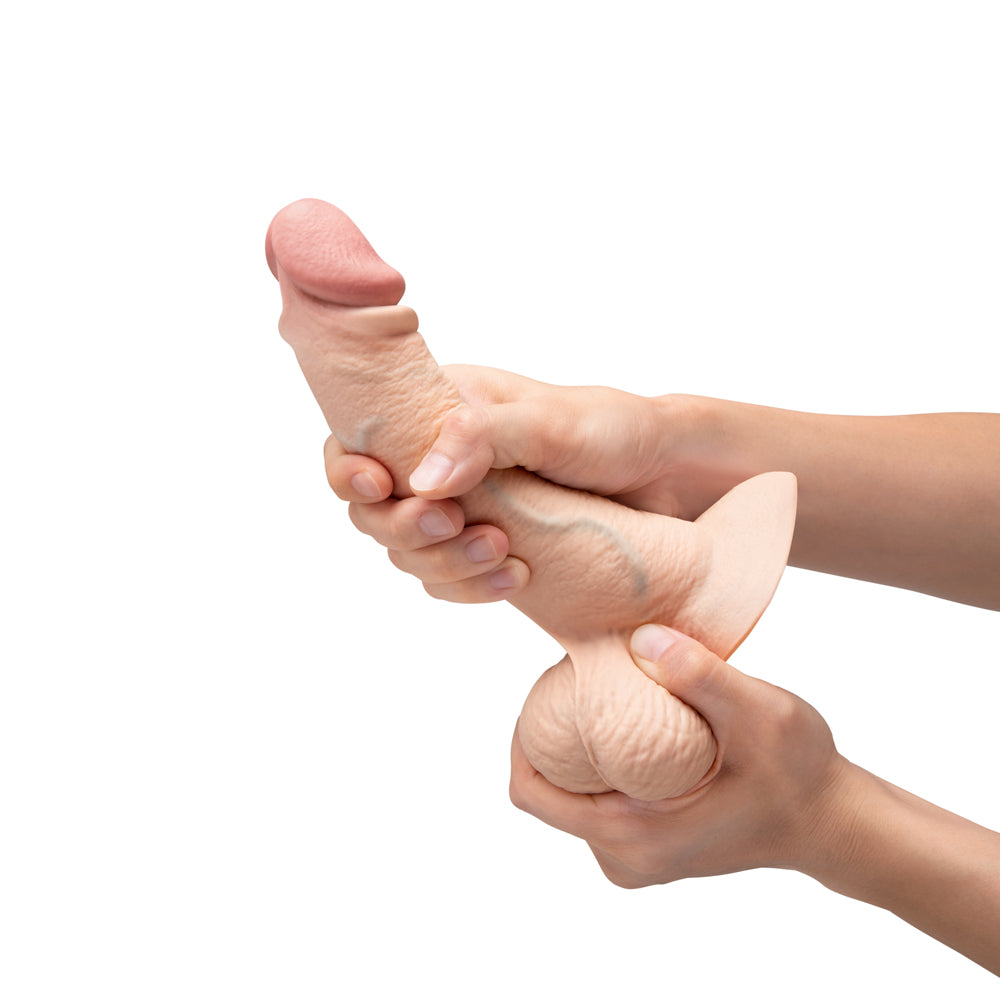 B-VIBE - SLIPSKIN REALISTIC SILICONE DILDO 8 IN. CURVED