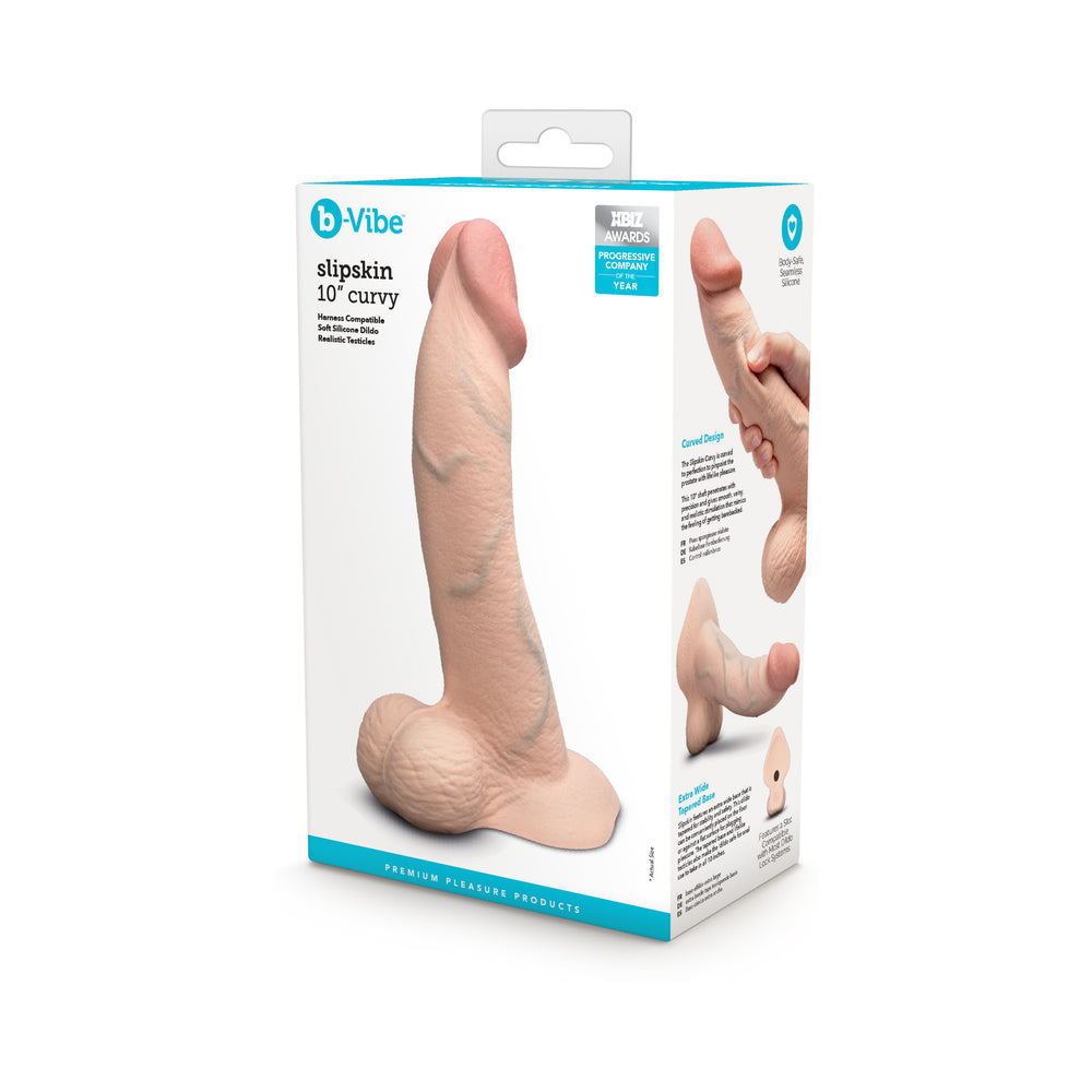 B-VIBE - SLIPSKIN REALISTIC SILICONE DILDO 10 IN. CURVED