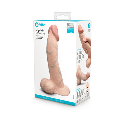 B-VIBE - SLIPSKIN REALISTIC SILICONE DILDO 10 IN. CURVED