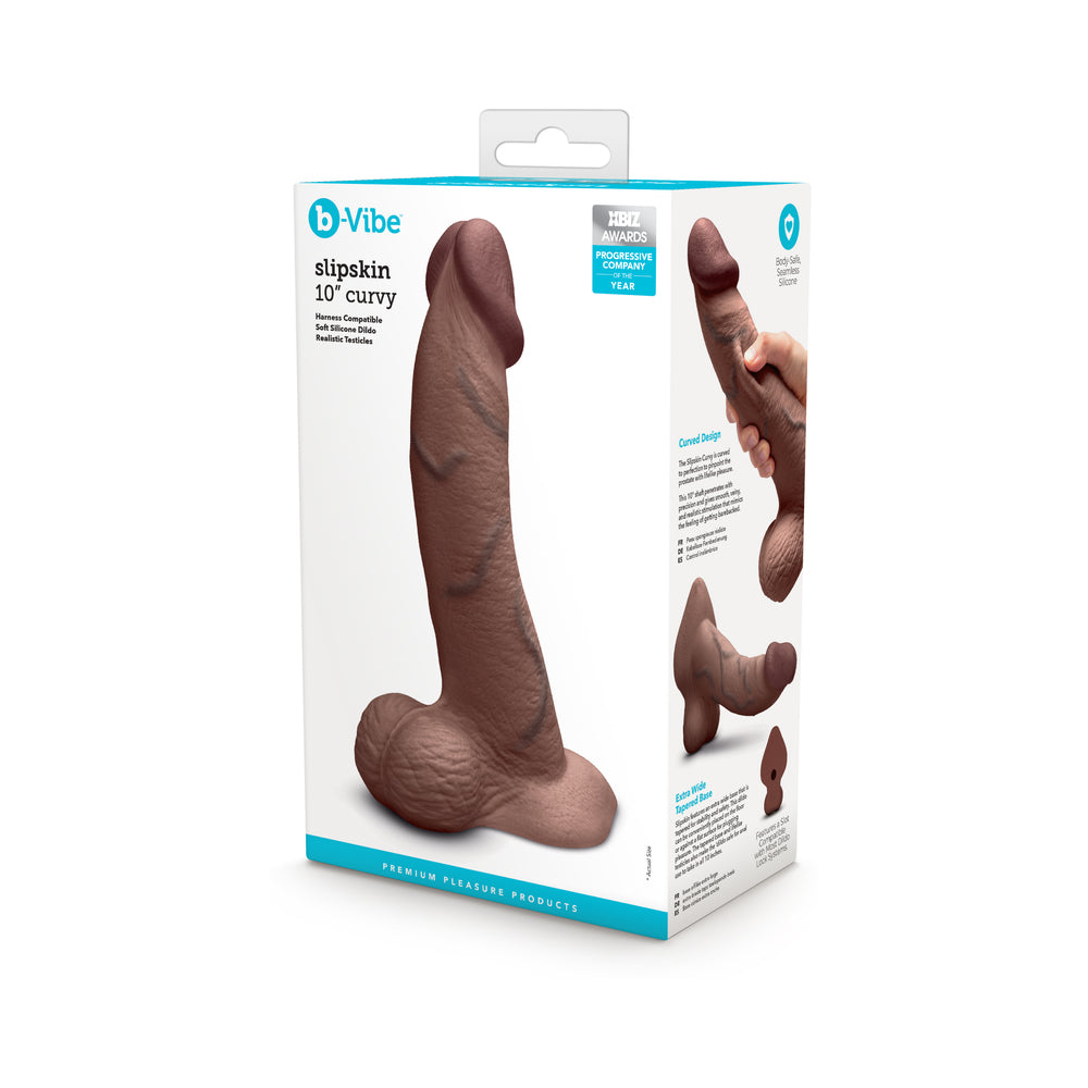 B-VIBE - SLIPSKIN REALISTIC SILICONE DILDO 10 IN. CURVED